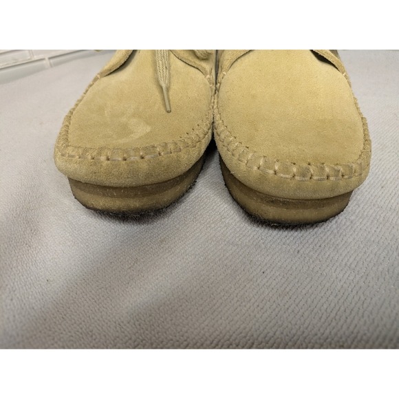 Clarks ORIGINALS Weaver Moccasins Crep Sole Tan Suede‎ Lace Up Shoes Womens Sz 9 - Picture 3 of 11